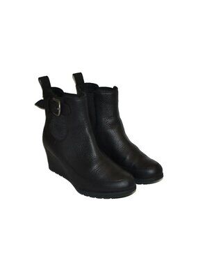 Ugg Arleta Wedge Bootie Black Waterproof Leather Size 9 1106755 DD29